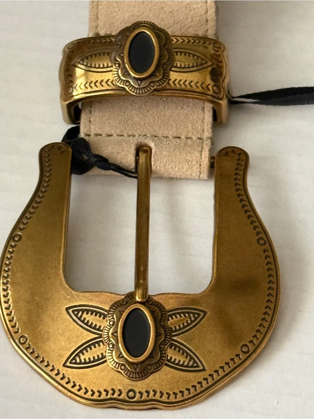 B-Low The Belt Tori Suede Western Style Cream Color Leather Belt Women's Size M